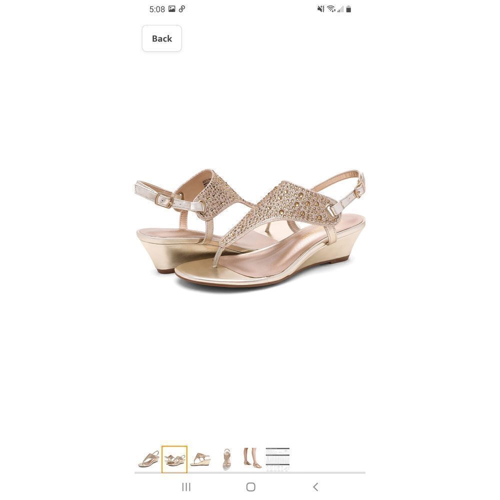 Size 6.5 Gold Dream Pairs Aditi Low Wedge Dress Casual Sandals